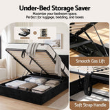Darrahopens Furniture > Bedroom > Beds & Bed Frames Artiss Queen Bed Frame with Horizontal Gas Lift Storage with LED Light USB Type-C Charging Station Black Velvet