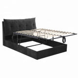 Darrahopens Furniture > Bedroom > Beds & Bed Frames Artiss Queen Bed Frame with Horizontal Gas Lift Storage with LED Light USB Type-C Charging Station Black Velvet
