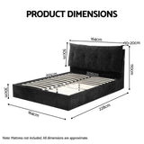 Darrahopens Furniture > Bedroom > Beds & Bed Frames Artiss Queen Bed Frame with Horizontal Gas Lift Storage with LED Light USB Type-C Charging Station Black Velvet