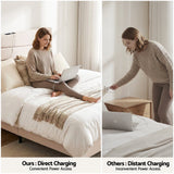 Darrahopens Furniture > Bedroom > Beds & Bed Frames Artiss Queen Bed Frame with Storage Adjustable Headboard Platform Base Linen Fabric Charging Ports