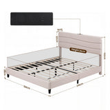 Darrahopens Furniture > Bedroom > Beds & Bed Frames Artiss Queen Bed Frame with Storage Adjustable Headboard Platform Base Linen Fabric Charging Ports