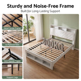 Darrahopens Furniture > Bedroom > Beds & Bed Frames Artiss Queen Bed Frame with Storage Charging Station & LED White In Australia - Darrahopens