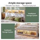 Darrahopens Furniture > Bedroom > Beds & Bed Frames Artiss Queen Bed Frame with Storage Charging Station & LED White In Australia - Darrahopens