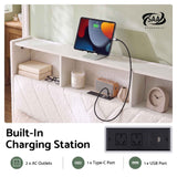 Darrahopens Furniture > Bedroom > Beds & Bed Frames Artiss Queen Bed Frame with Storage Charging Station & LED White In Australia - Darrahopens