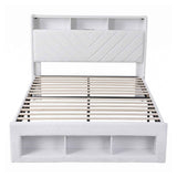 Darrahopens Furniture > Bedroom > Beds & Bed Frames Artiss Queen Bed Frame with Storage Charging Station & LED White In Australia - Darrahopens