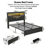 Darrahopens Furniture > Bedroom > Beds & Bed Frames Artiss Queen Bed Frame with Storage Drawers & Headboard, 2 Drawer, USB, LED In Australia - Darrahopens