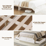 Darrahopens Furniture > Bedroom > Beds & Bed Frames Artiss Queen Bed Frame with Storage Drawers White Platform Bedframe with Bookcase Headboard Charging Station Led Light