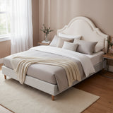Darrahopens Furniture > Bedroom > Beds & Bed Frames Artiss Queen Bed Frame with Storage Scalloped Velvet Headboard Wooden Platform Base