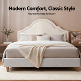Darrahopens Furniture > Bedroom > Beds & Bed Frames Artiss Queen Bed Frame with Storage Scalloped Velvet Headboard Wooden Platform Base