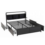 Darrahopens Furniture > Bedroom > Beds & Bed Frames Artiss Queen Metal Bed Frame 4 Drawers Hidden Storage Headboard HEDY In Australia - Darrahopens