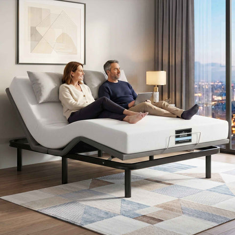 Darrahopens Furniture > Bedroom > Beds & Bed Frames Artiss Queen size bed frame & Giselle Bedding Mattress Queen Combo, adjustable bed Base for Snoring Relief, Independent Head Foot Incline, Wireless Remote, Black,20cm Thickness