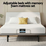 Darrahopens Furniture > Bedroom > Beds & Bed Frames Artiss Queen size bed frame & Giselle Bedding Mattress Queen Combo, adjustable bed Base for Snoring Relief, Independent Head Foot Incline, Wireless Remote, Black,20cm Thickness