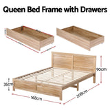 Darrahopens Furniture > Bedroom > Beds & Bed Frames Artiss Queen Size Bed Frame with 2 Drawers Bedroom Furniture