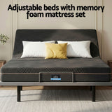 Darrahopens Furniture > Bedroom > Beds & Bed Frames Artiss Queen size bed frame with Giselle Bedding Queen Mattress, adjustable bed Base Combo for Snoring Relief, Independent Head Foot Incline, Wireless Remote, Black,18cm Thickness