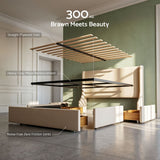 Darrahopens Furniture > Bedroom > Beds & Bed Frames Artiss Queen Upholstered Bed Frame with 3 Storage Drawers Wingback Headboard Heavy Duty Metal Platform Base