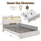 Darrahopens Furniture > Bedroom > Beds & Bed Frames Artiss Queen Upholstered Bed Frame with Shelf Storage Drawers Charging Station Mood Lighting Linen