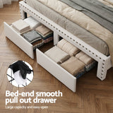 Darrahopens Furniture > Bedroom > Beds & Bed Frames Artiss Queen Upholstered Bed Frame with Shelf Storage Drawers Charging Station Mood Lighting Linen