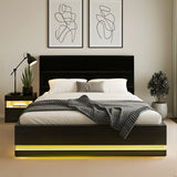 Darrahopens Furniture > Bedroom > Beds & Bed Frames Artiss RGB LED Double Bed Frame with Beside Table Set 16 Colour Mood Lighting