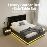 Darrahopens Furniture > Bedroom > Beds & Bed Frames Artiss RGB LED Double Bed Frame with Beside Table Set 16 Colour Mood Lighting