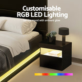 Darrahopens Furniture > Bedroom > Beds & Bed Frames Artiss RGB LED Double Bed Frame with Beside Table Set 16 Colour Mood Lighting