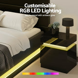 Darrahopens Furniture > Bedroom > Beds & Bed Frames Artiss RGB LED Queen Bed Frame with 2 Beside Tables Set 16 Colour Mood Lighting