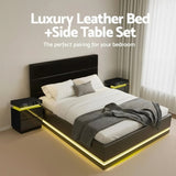 Darrahopens Furniture > Bedroom > Beds & Bed Frames Artiss RGB LED Queen Bed Frame with 2 Beside Tables Set 16 Colour Mood Lighting