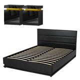 Darrahopens Furniture > Bedroom > Beds & Bed Frames Artiss RGB LED Queen Bed Frame with 2 Beside Tables Set 16 Colour Mood Lighting