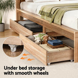 Darrahopens Furniture > Bedroom > Beds & Bed Frames Artiss Single Bed Frame with 2 Drawers Wooden Bed Base Walnut