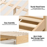 Darrahopens Furniture > Bedroom > Beds & Bed Frames Artiss Single Bed Frame with 2 Storage Drawers Platform Bed Base with USB Ports Sturdy Wooden Slat Support Natural