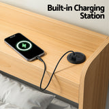 Darrahopens Furniture > Bedroom > Beds & Bed Frames Artiss Single Bed Frame with 2 Storage Drawers Platform Bed Base with USB Ports Sturdy Wooden Slat Support Natural