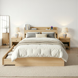 Darrahopens Furniture > Bedroom > Beds & Bed Frames Artiss Single Bed Frame with 2 Storage Drawers Platform Bed Base with USB Ports Sturdy Wooden Slat Support Natural
