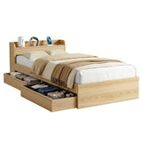 Darrahopens Furniture > Bedroom > Beds & Bed Frames Artiss Single Bed Frame with 2 Storage Drawers Platform Bed Base with USB Ports Sturdy Wooden Slat Support Natural