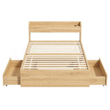 Darrahopens Furniture > Bedroom > Beds & Bed Frames Artiss Single Bed Frame with 2 Storage Drawers Platform Bed Base with USB Ports Sturdy Wooden Slat Support Natural