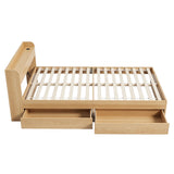 Darrahopens Furniture > Bedroom > Beds & Bed Frames Artiss Single Bed Frame with 2 Storage Drawers Platform Bed Base with USB Ports Sturdy Wooden Slat Support Natural
