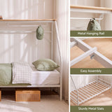 Darrahopens Furniture > Bedroom > Beds & Bed Frames Artiss Single House Bed Frame Metal Canopy Bed Storage Shelf for Kids White In Australia - Darrahopens