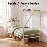 Darrahopens Furniture > Bedroom > Beds & Bed Frames Artiss Single House Bed Frame Metal Canopy Bed Storage Shelf for Kids White In Australia - Darrahopens