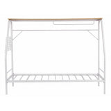 Darrahopens Furniture > Bedroom > Beds & Bed Frames Artiss Single House Bed Frame Metal Canopy Bed Storage Shelf for Kids White In Australia - Darrahopens