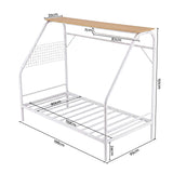 Darrahopens Furniture > Bedroom > Beds & Bed Frames Artiss Single House Bed Frame Metal Canopy Bed Storage Shelf for Kids White In Australia - Darrahopens