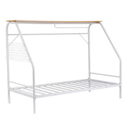 Darrahopens Furniture > Bedroom > Beds & Bed Frames Artiss Single House Bed Frame Metal Canopy Bed Storage Shelf for Kids White In Australia - Darrahopens