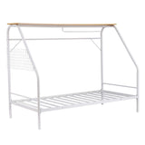 Darrahopens Furniture > Bedroom > Beds & Bed Frames Artiss Single House Bed Frame Metal Canopy Bed Storage Shelf for Kids White In Australia - Darrahopens