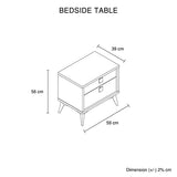 Darrahopens Furniture > Bedroom > Beds & Bed Frames Bedside Table with 2 Storage Drawers MDF Combination of Champagne and Black Colour Nightstand