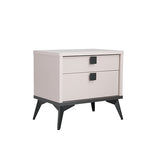 Darrahopens Furniture > Bedroom > Beds & Bed Frames Bedside Table with 2 Storage Drawers MDF Combination of Champagne and Black Colour Nightstand