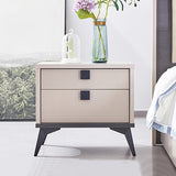 Darrahopens Furniture > Bedroom > Beds & Bed Frames Bedside Table with 2 Storage Drawers MDF Combination of Champagne and Black Colour Nightstand