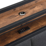 Darrahopens Furniture > Bedroom > Beds & Bed Frames Double Bed Frame with 2 Storage Drawers and LED Lights Headboard, Upholstered Bed Frame with Charging Station, No Box Spring Needed, Easy Assembly - Grey