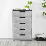 Darrahopens Furniture > Bedroom > Beds & Bed Frames Dressing Chest With 6 Storage Drawers MDF Mirror Combination of Black & Cement Colour