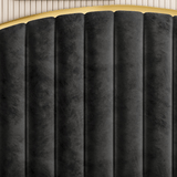 Darrahopens Furniture > Bedroom > Beds & Bed Frames Elegant King Bedframe Charcoal Velvet Fabric with Gas Lift Storage and Golden Trim