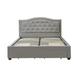 Darrahopens Furniture > Bedroom > Beds & Bed Frames Emily Bed Frame Queen Size Velvet Fabric Grey Four MDF Drawers with Wheels