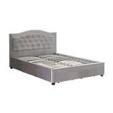 Darrahopens Furniture > Bedroom > Beds & Bed Frames Emily Bed Frame Queen Size Velvet Fabric Grey Four MDF Drawers with Wheels