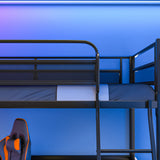 Darrahopens Furniture > Bedroom > Beds & Bed Frames Gaming Loft Bed with Desk, Gridwall, Steel Metal Frame, Space Saving Design, for Single Mattress, Matte Dark Grey