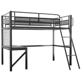 Darrahopens Furniture > Bedroom > Beds & Bed Frames Gaming Loft Bed with Desk, Gridwall, Steel Metal Frame, Space Saving Design, for Single Mattress, Matte Dark Grey